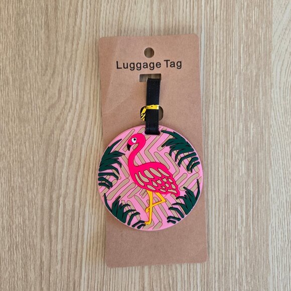 NEW With Tags - Pink Flamingo Silicone Luggage Tag - Name ID Card - Spot Luggage - Picture 3 of 8